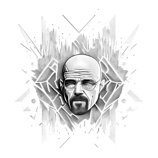 An Abstract Tattoo Design Incorporating Elements From Breaking Bad And Hiphop Music