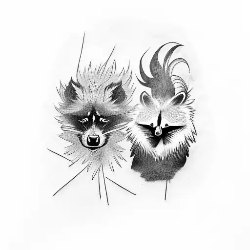 A Rooster And A Raccoon Fighting