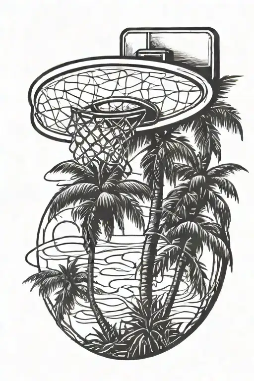 Palm Tree Basketball Hoop Made Of Intertwined Branches