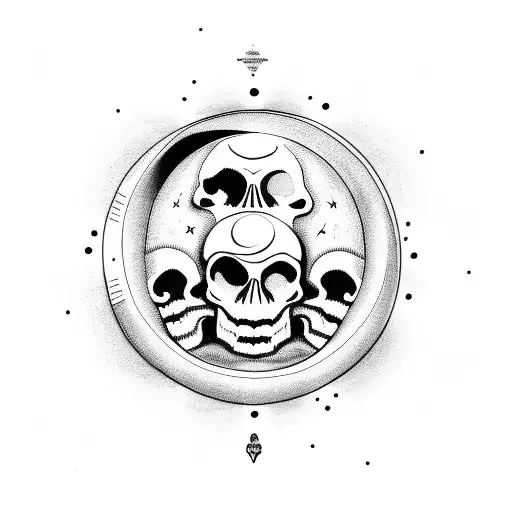 Moon Phases Represent Life And Death Combining With Skulls