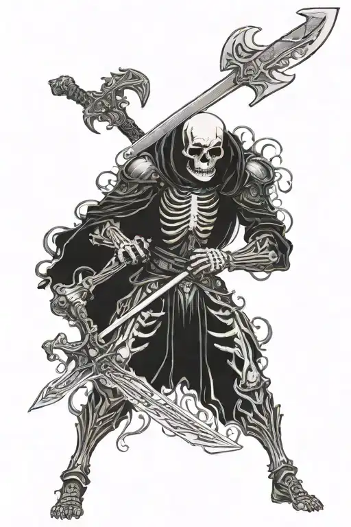 Skeleton Warrior Battle Sword Man Standing