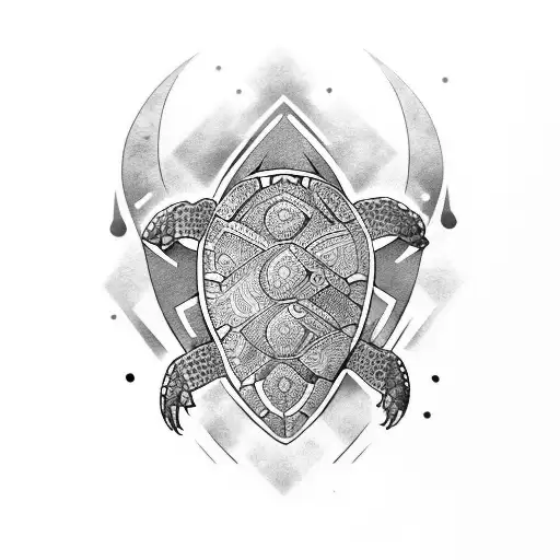 A Maori Style Turtle With Messy And Not Symmetrical