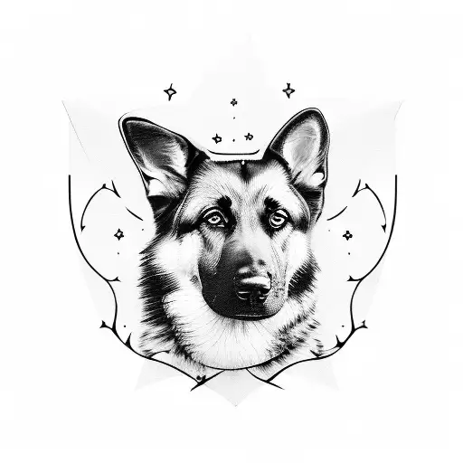 German Shepherd Infront Of Fence