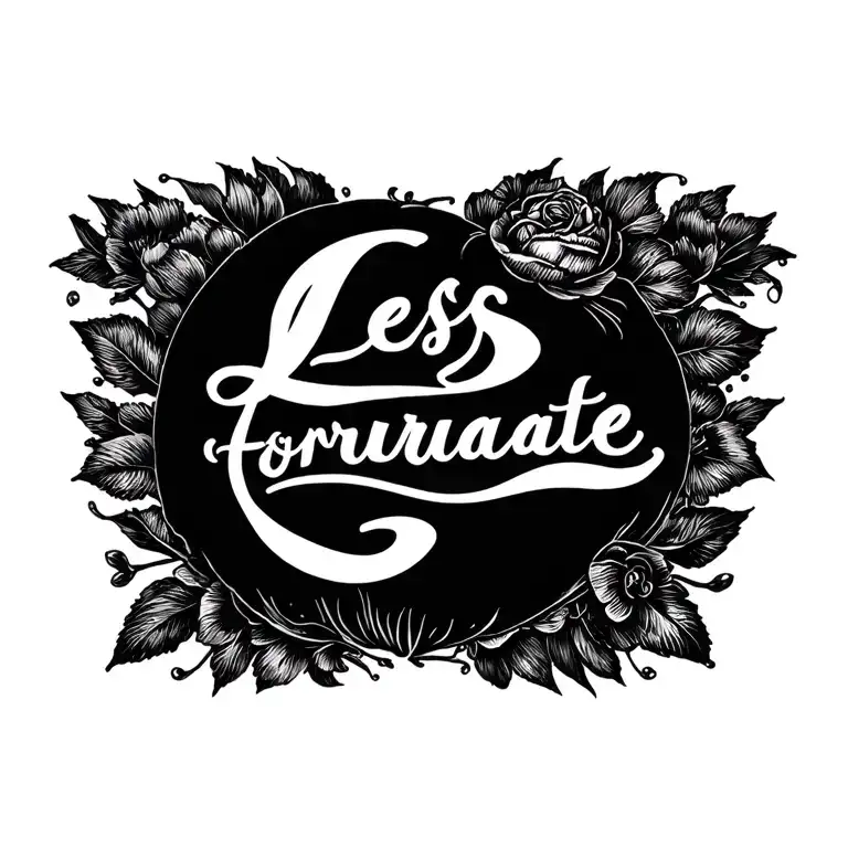 Less Fortunate On Chest In Cursive Writing Saying