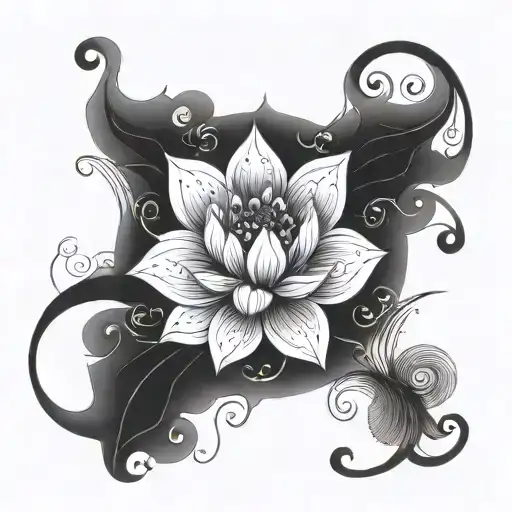 Lotus Flowers And Swirls Coupled