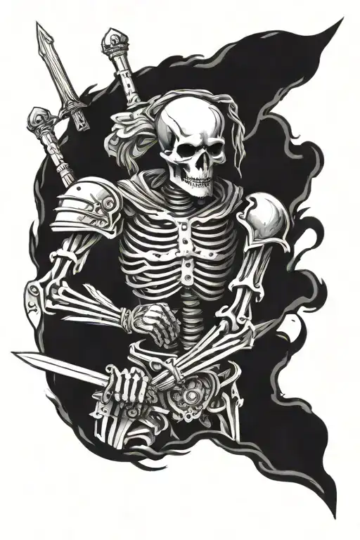 Skeleton Warrior Battle Sword Man Standing