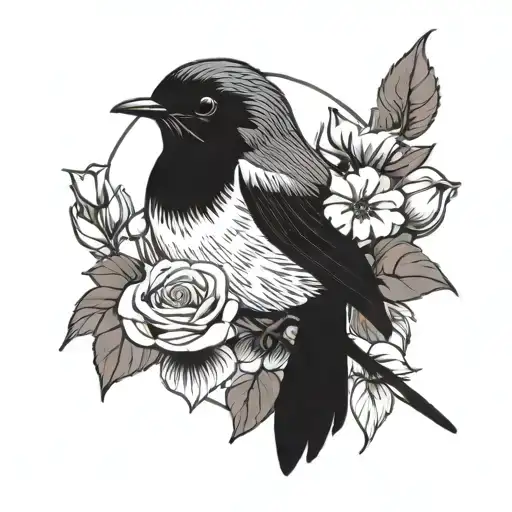 Robin Surrounded By Lilley Of The Valley And Roses