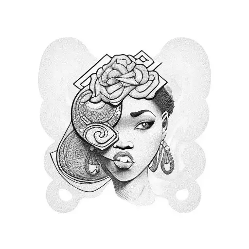 Black Woman Constitute By Letter B G M