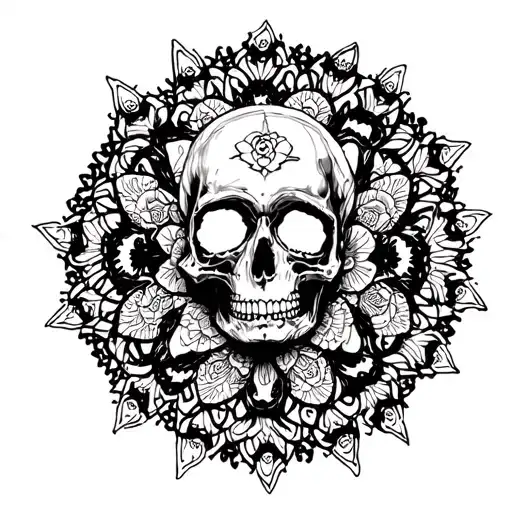 Mandala Design Incorporating Skull