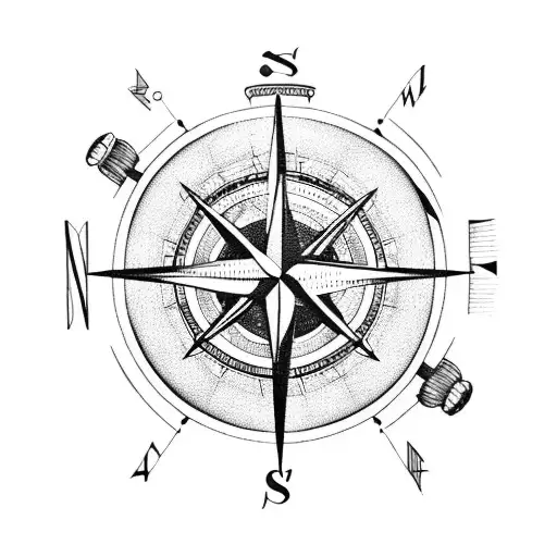 A Compass Rose With Airplane Propellers As The Directional Points