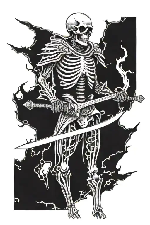 Skeleton Warrior Battle Sword Man Standing
