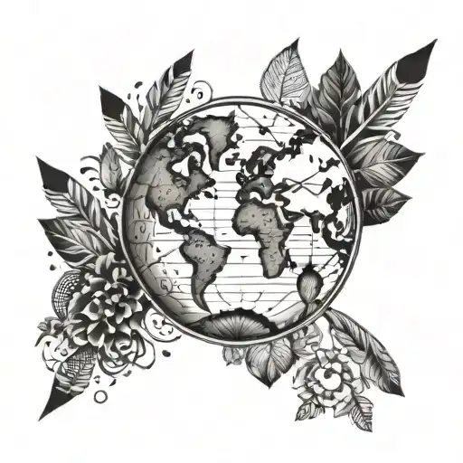 Boho Arrows Wrapping Around The Globe Black