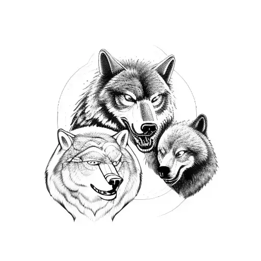 A Fierce Wolf And Bear Battling It Out In A Metal-inspired Design