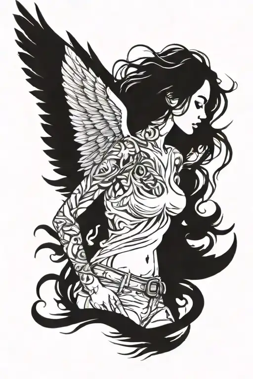 Woman Wings Gun