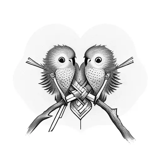 A Pair Of Intertwined Lovebirds Representing The Strong Bond Between Wife And Husband