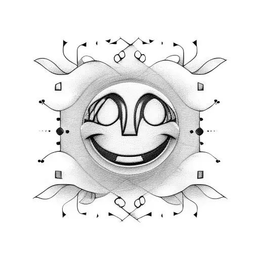 Smiley Face Line Art Simple Design Grayscale