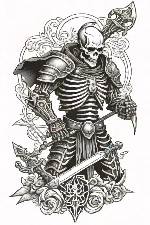 Skeleton Warrior Armour Holding A Sword