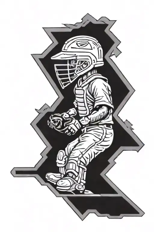 Baseball Home Plate With A Catcher Helmet On It And A Black Background