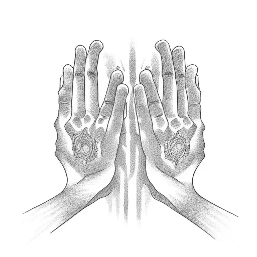 Praying Hands With One Normal And One Skeleton