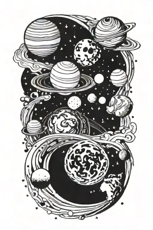 Swirling Galaxy And Planets On One Side And The Earth