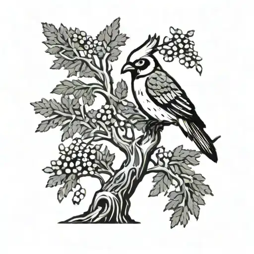 Cockatiel And Juniper Tree