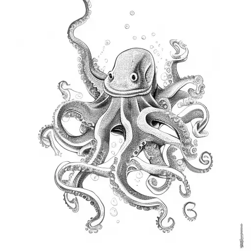 Wale Fighting Octopus Under Water In Moonshine