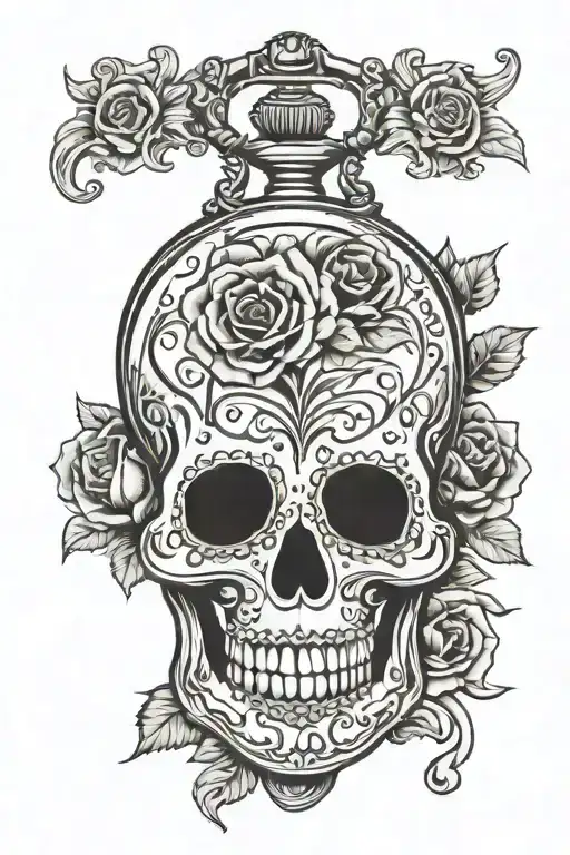 Pocket Watch Sugar Skull Face