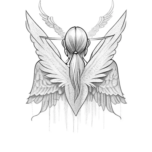 Female Back Tattoo With Wings