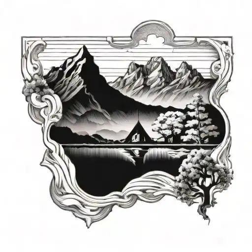 A Mountain Landscape With A Hidden Christian Symbol Integrated Into The Scenery