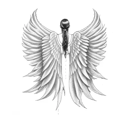 Angel Wing With The Word Shania Going Down The Middle Of It