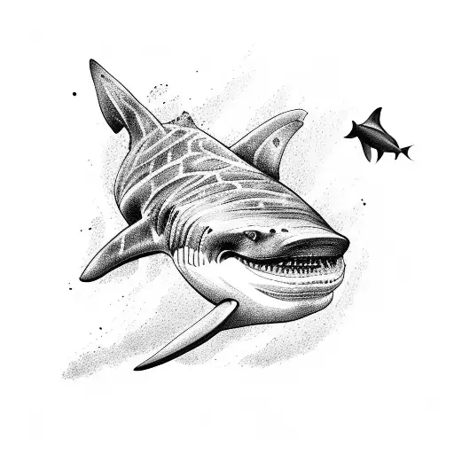 A Hammerhead Shark And Whale Shark Swimming Together