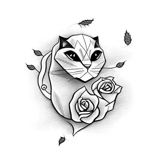 Black Cat With A Single Rose