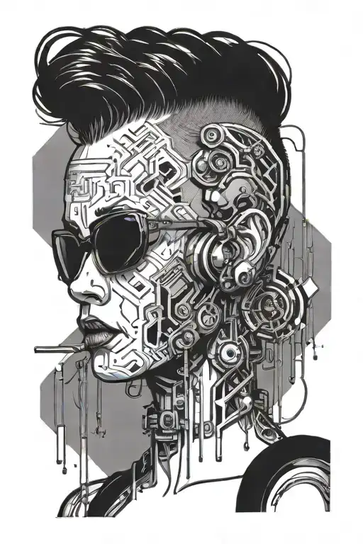 Cyberpunk Girl Shaved Hair Side