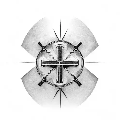 Christian Cross With A Small Heart