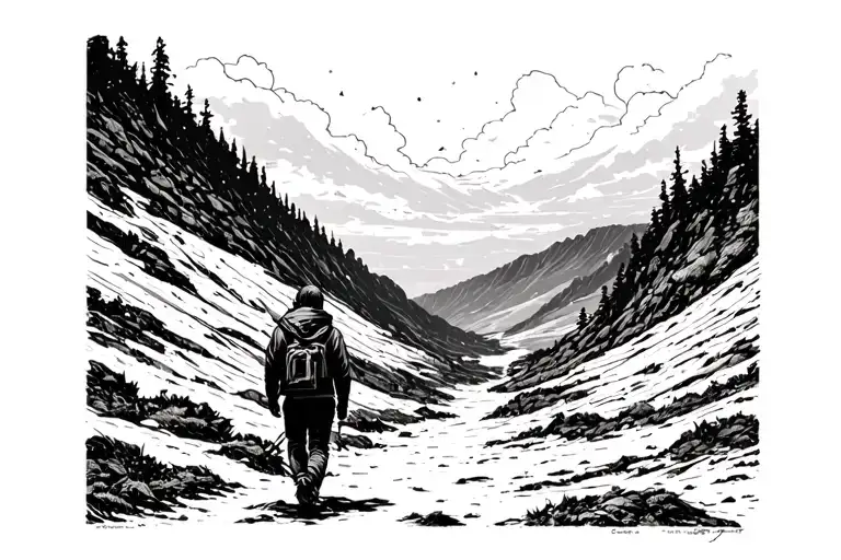 A Person Walking Through A Dark Valley