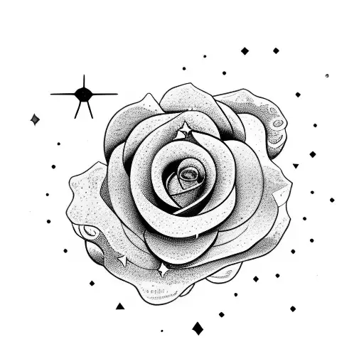 A Cosmic Rose Blooming In Outer Space Surrounded By Planets And Stars