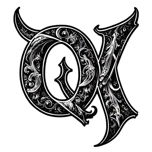 Letter Q A W Gothic Letters Ontop Of Each Other