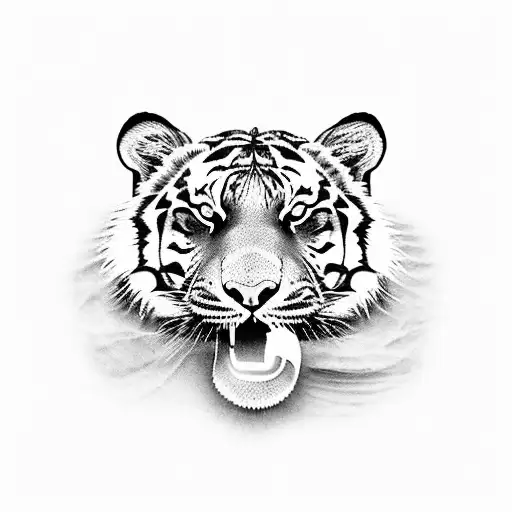 A Tiger With Rugby Stripes And Musical Instruments