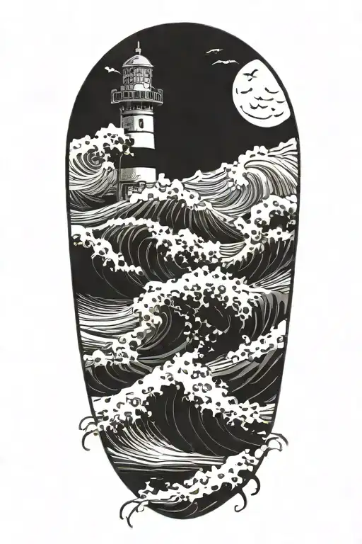 A Powerful Wave Crashing Against A Lighthouse Symbolizing The Ability To Overcome Challenges
