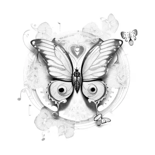 Gothic Butterfly With Music Notes