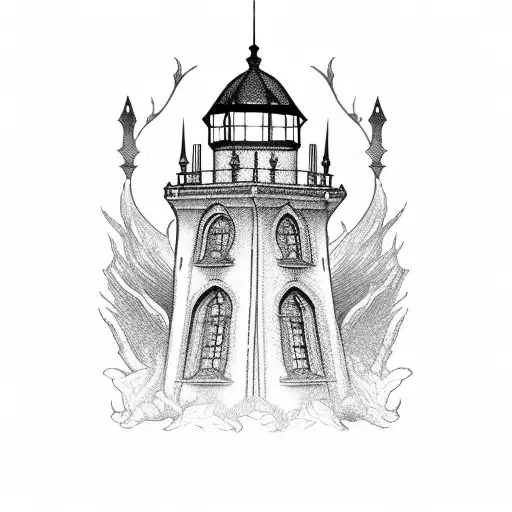 Gothic Victorian Lighthouse With Frame