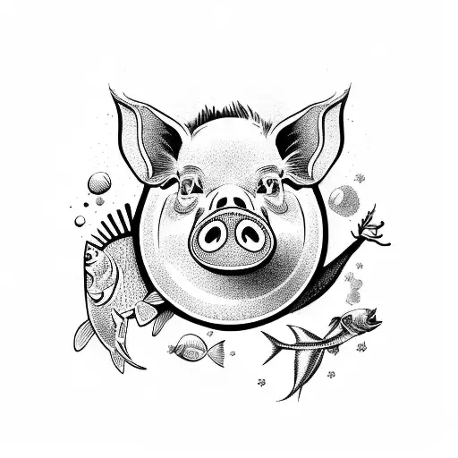 Pig And Fish With Biological Elements