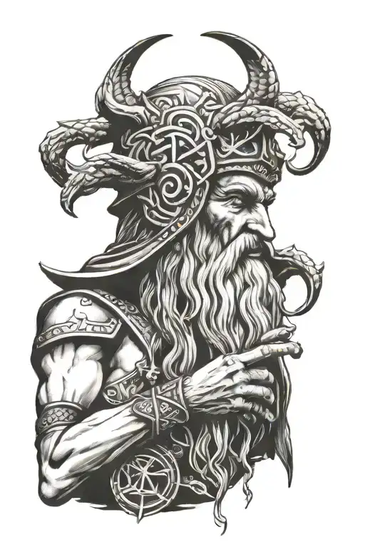 Odin Holding Mimir's Head On His Hand