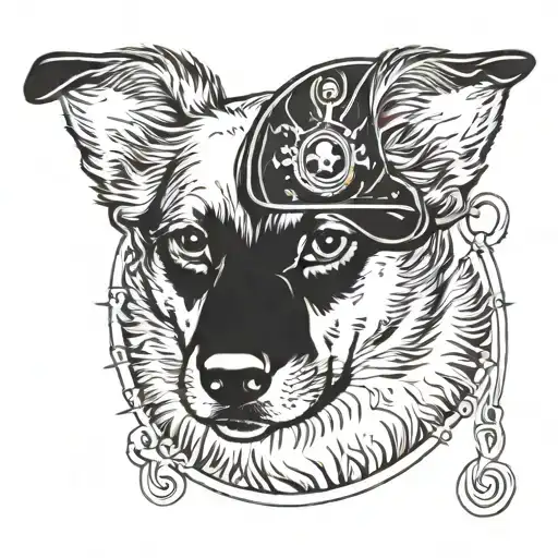 German Dog With Pirate Eye Patch On Left Eye In Oval Frame