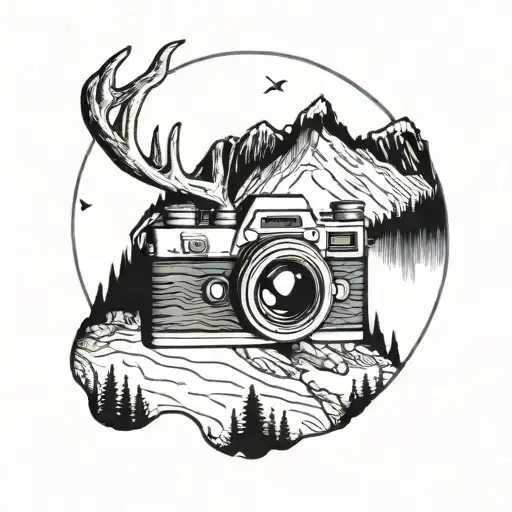 Camera Surrounded By A Mountain With A Deer
