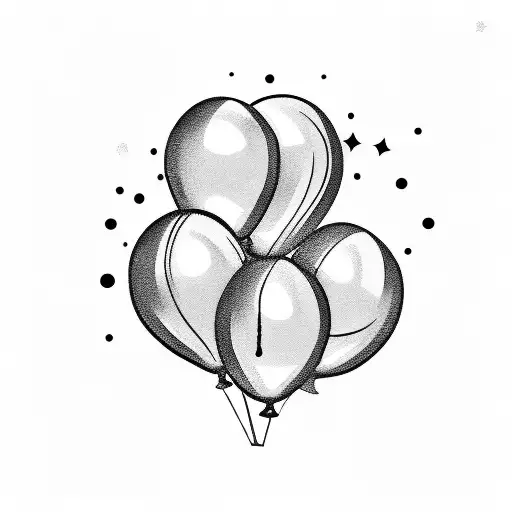 Sillouette Of Bunch Of Black Balloons With One Bursting