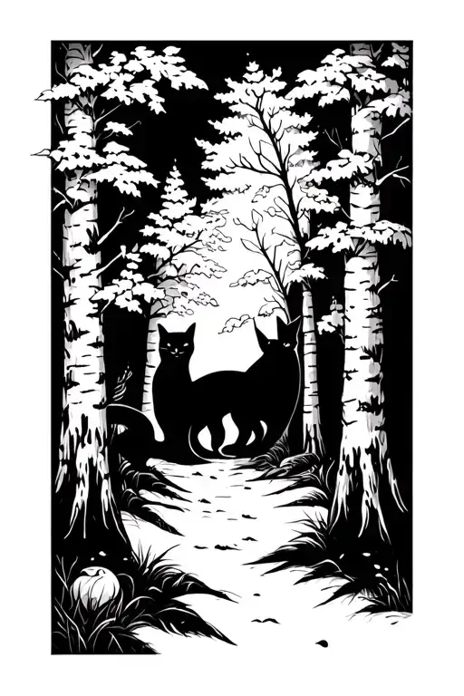 Cats Forest Scene With A Hidden