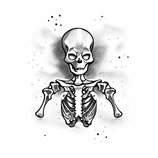 Skeleton Girl Black Dress