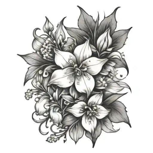 Water Lillyy With Larkspur