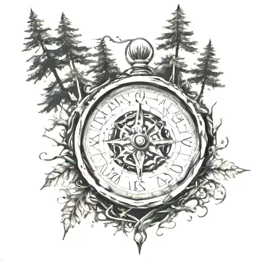 Forest Compass And Clock